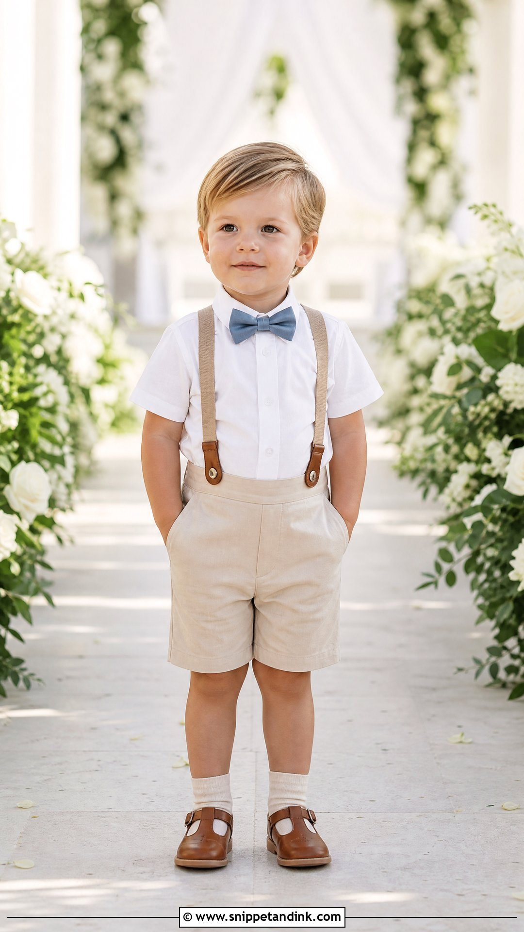 White Shirt And Suspender Shorts Page Boy Outfit - Snippet and Ink - 20 Page Boys Ideas