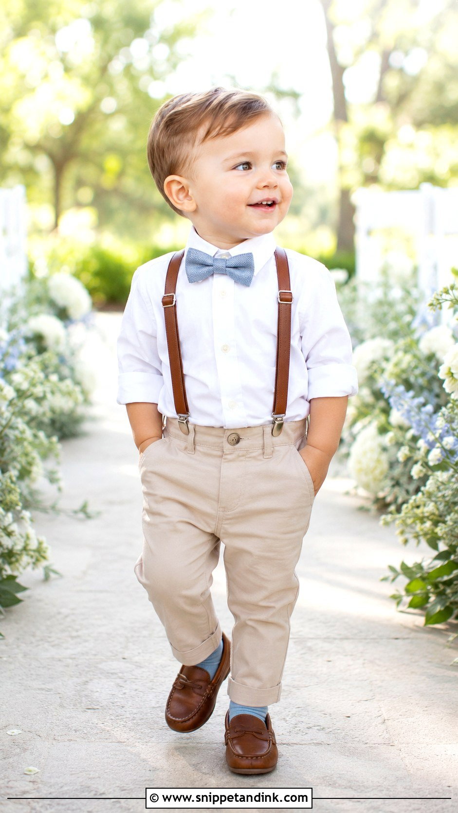 White Shirt And Suspenders Little Boy Wedding Outfit - Snippet and Ink - 20 Little Boy Wedding Outfit Ideas