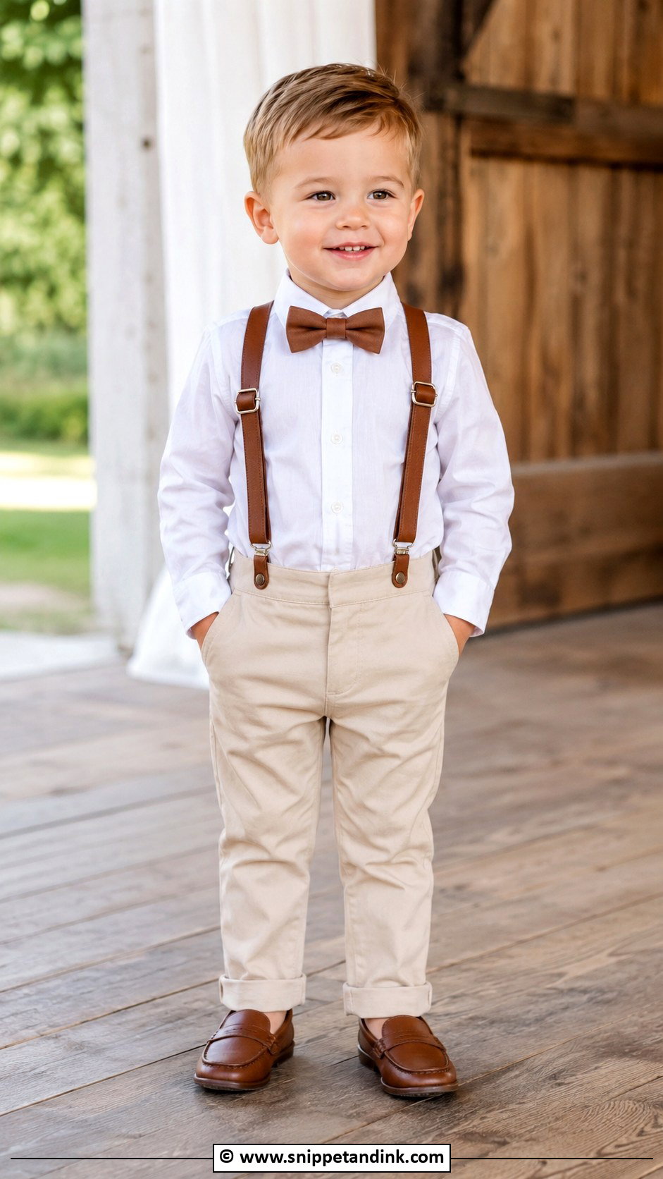 White Shirt And Suspenders Ring Bearer Outfit - Snippet and Ink - 35 Ring Bearer Outfit Ideas
