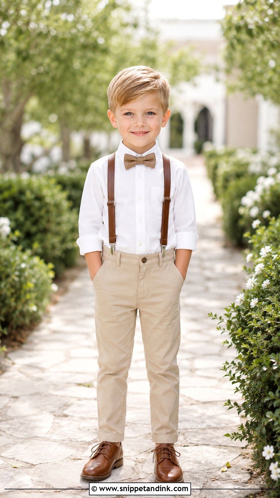 White Shirt And Suspenders Ring Boy Outfit - Snippet and Ink - 25 Ring Boy Outfits
