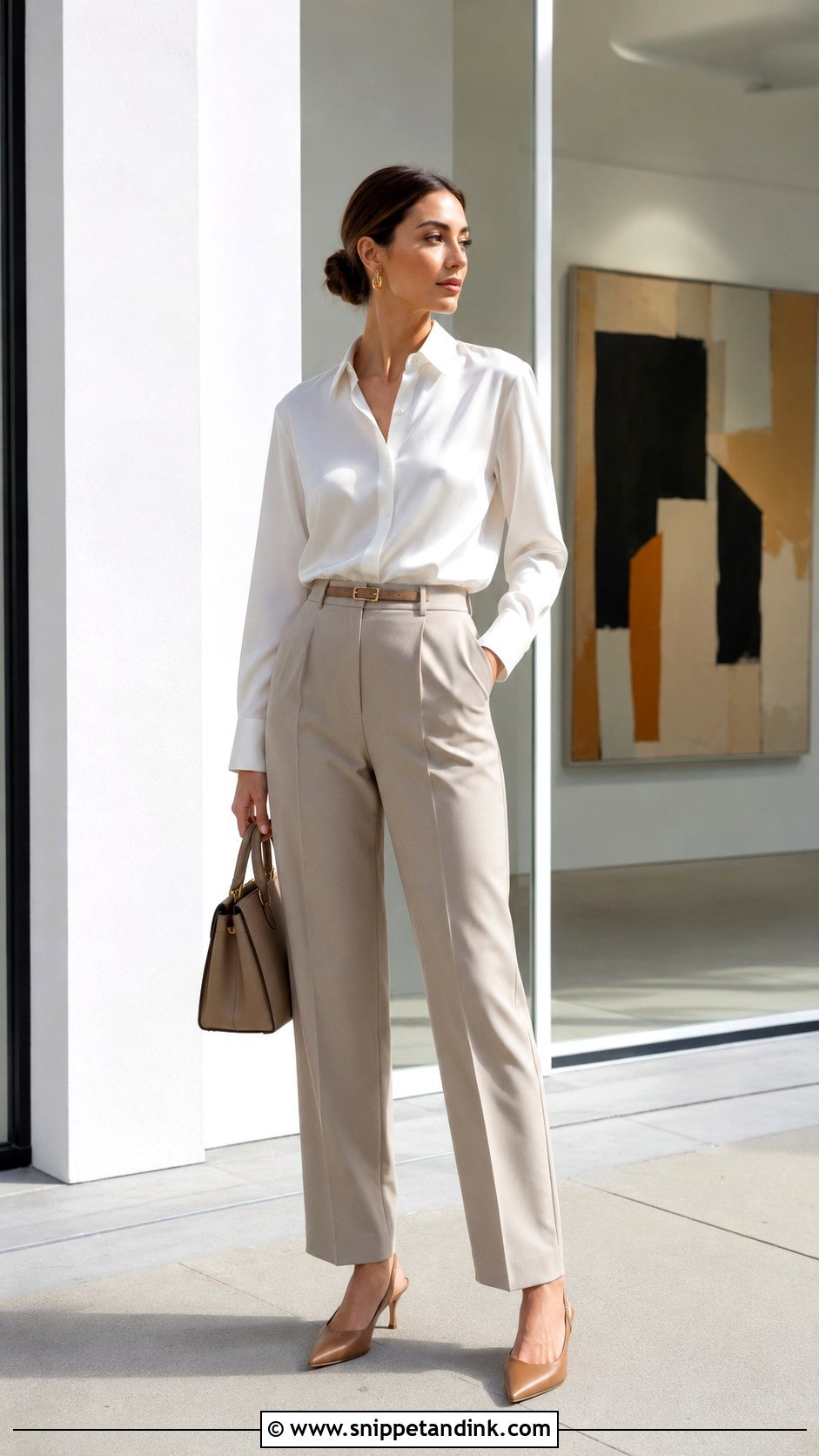 White Shirt And Tailored Trousers Engagement Outfit - Snippet and Ink - 20 Getting Engaged Outfit Ideas