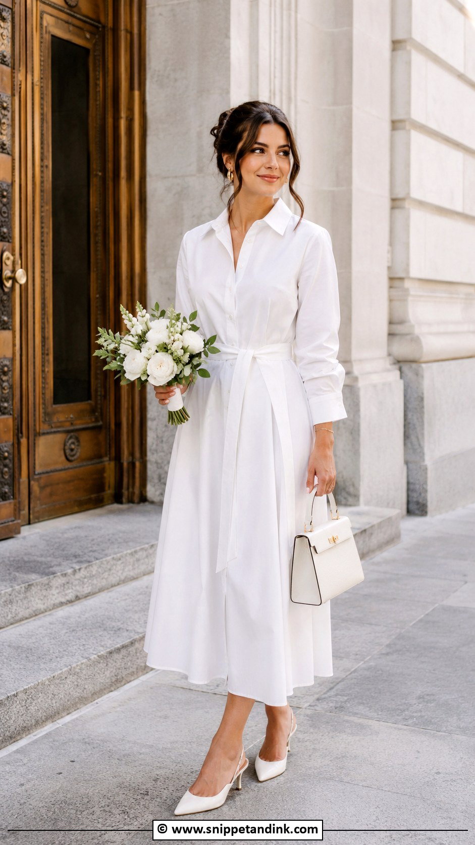 White Shirt Dress City Hall Wedding Outfit - Snippet and Ink - 30 City Hall Wedding Outfit Ideas