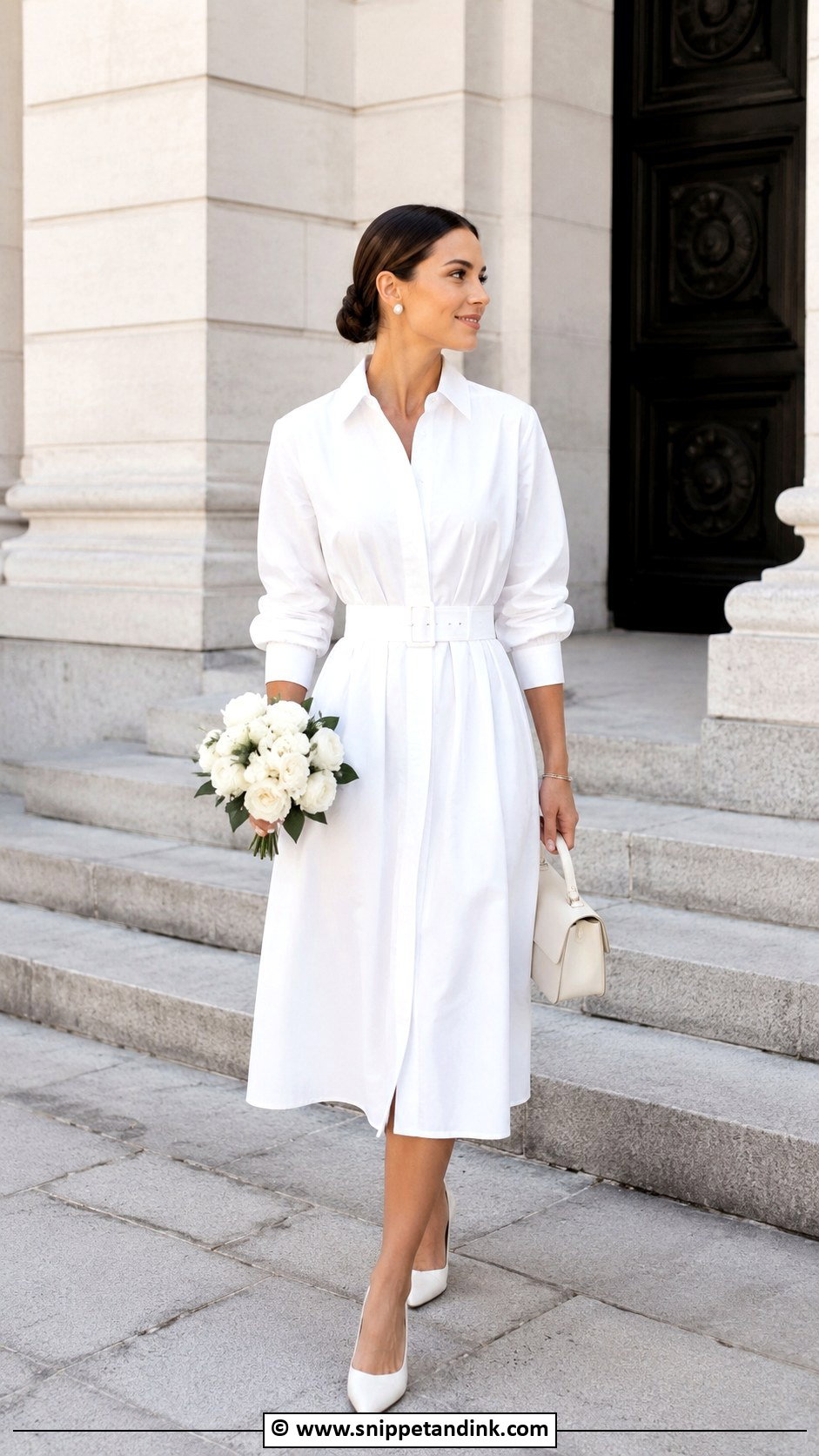 White Shirt Dress Civil Wedding Outfit - Snippet and Ink - 30 Civil Wedding Outfit Ideas