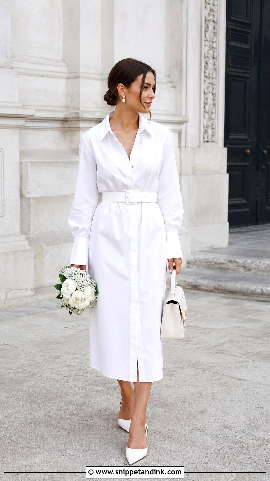 White Shirt Dress Court Wedding Look - Snippet and Ink - 25 Simple Court Wedding Dress Ideas
