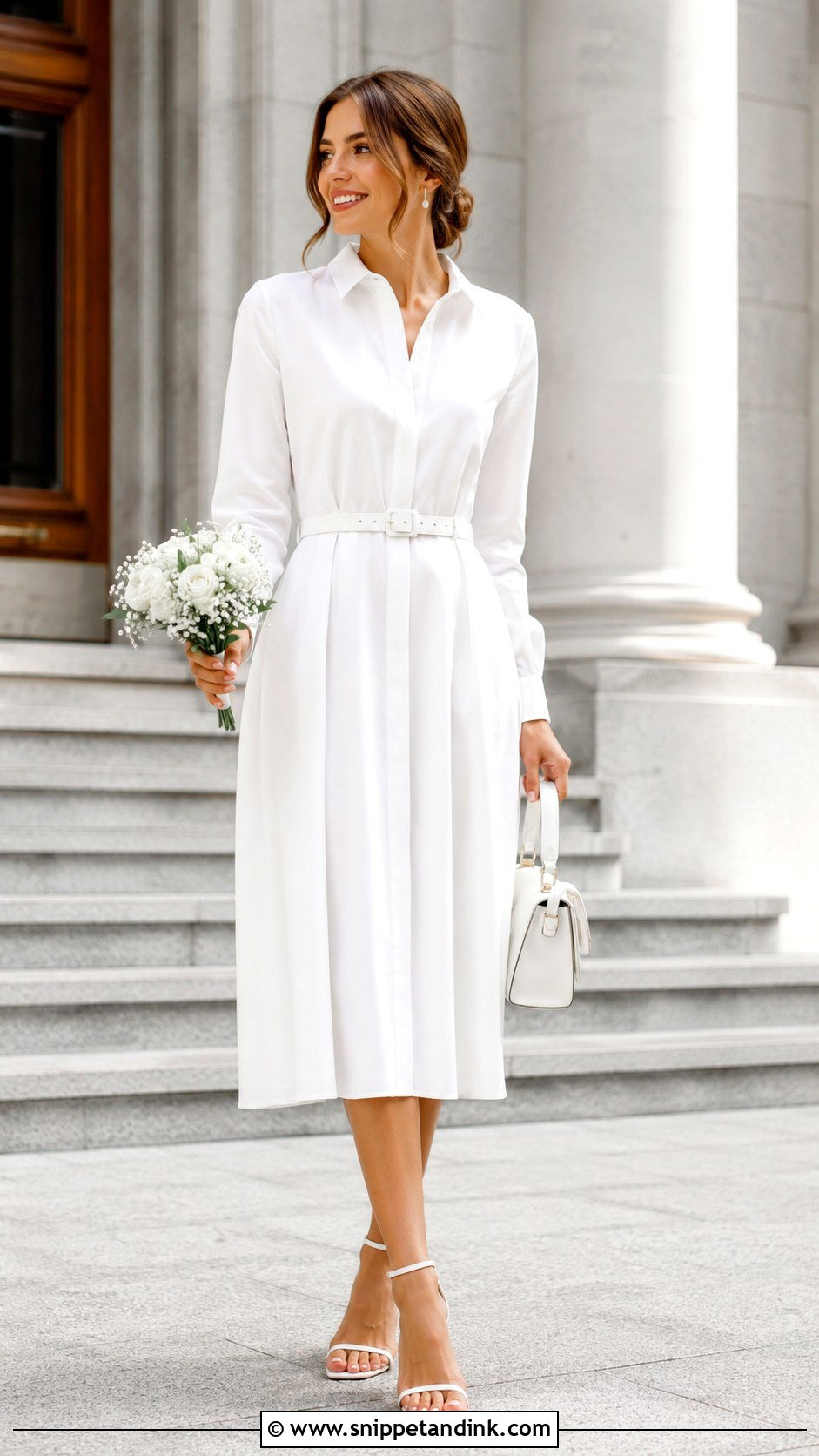 White Shirt Dress Court Wedding Outfit - Snippet and Ink - 25 Court Wedding Outfits