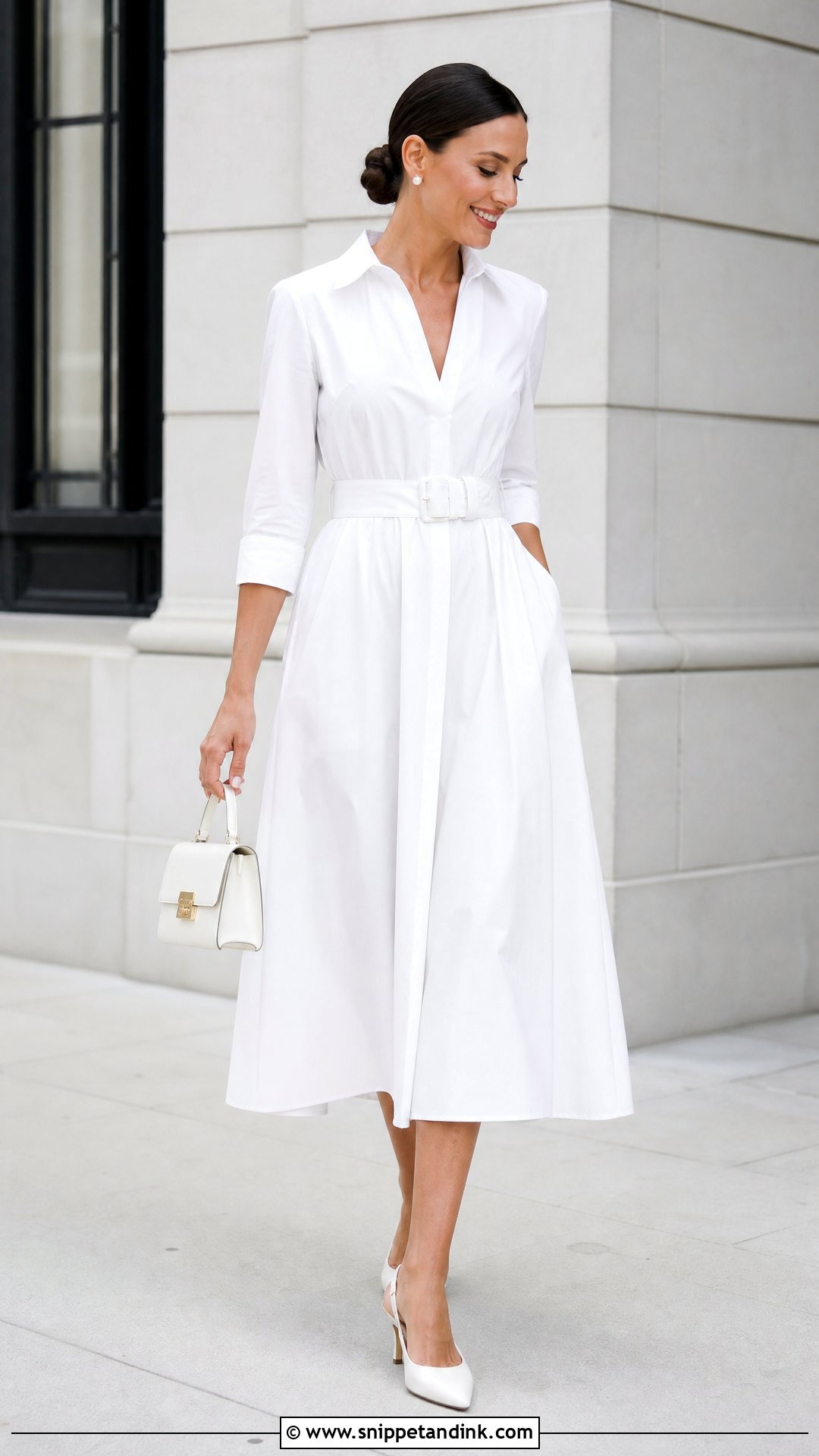 White Shirt Dress Courthouse Wedding Outfit - Snippet and Ink - 25 Simple Civil Wedding Dress Courts Ideas