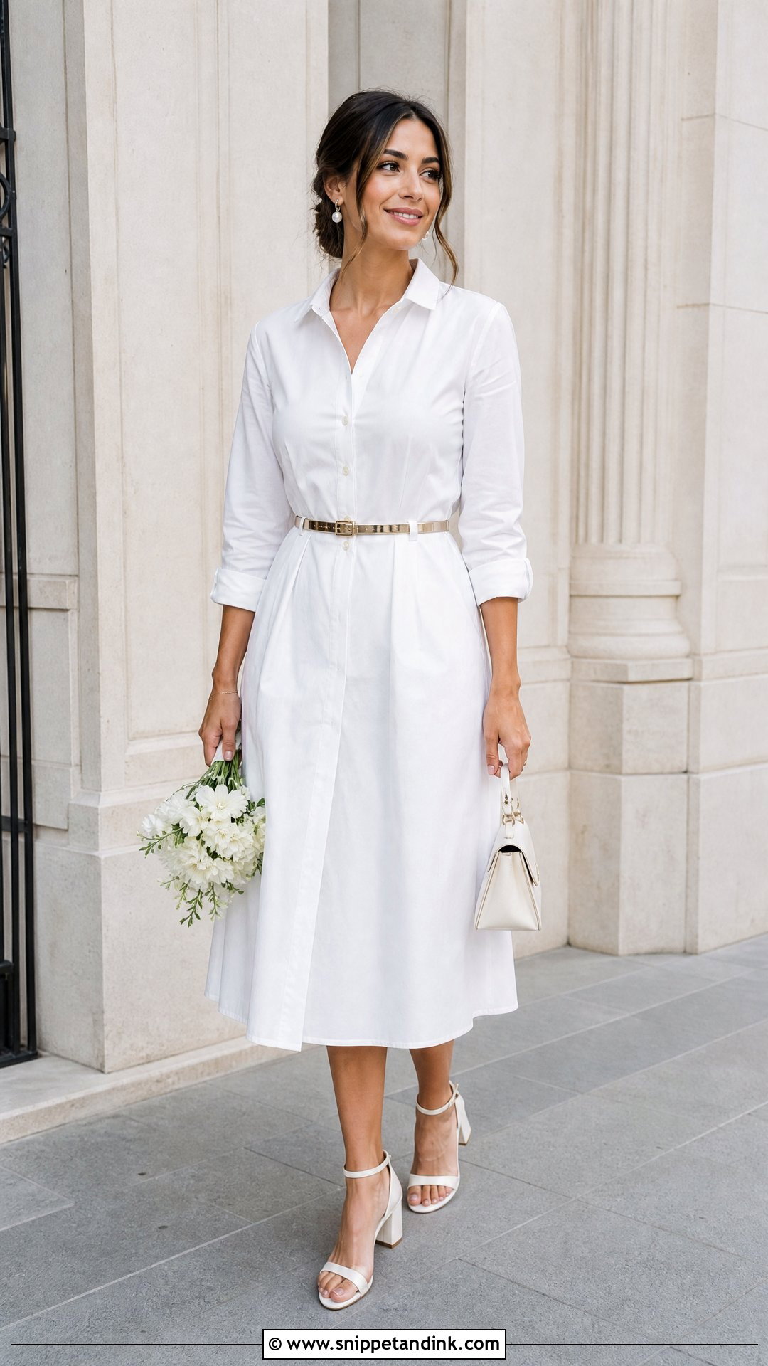 White Shirt Dress Courthouse Wedding Outfit - Snippet and Ink - 25 Casual Courthouse Wedding Outfit Ideas