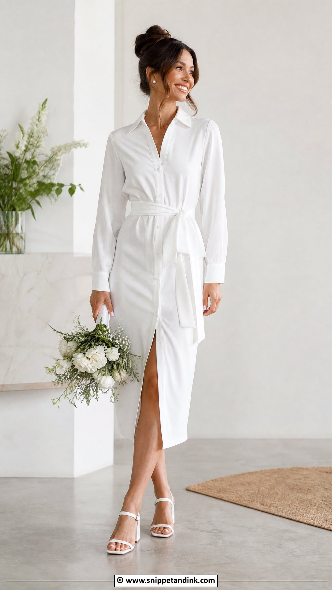White Shirt Dress Wedding Look - Snippet and Ink - 35 Casual Wedding Dress Ideas