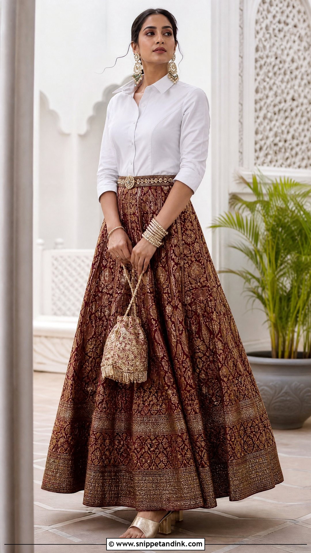 White Shirt Lehenga Bridal Trousseau Outfit - Snippet and Ink - 25 Bridal Trousseau Outfits