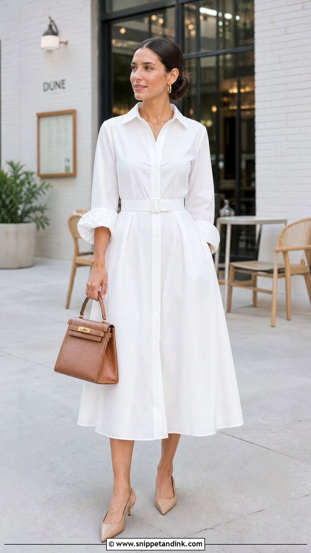 White Shirt Midi Dress - Snippet and Ink - 20 Pre Wedding White Dress Ideas