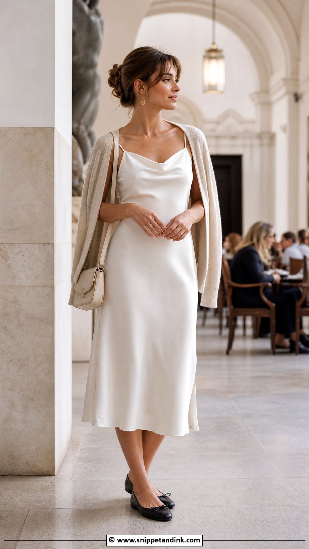 White Silk Dress With Ballet Flats - Snippet and Ink - 30 White Silk Dress Ideas