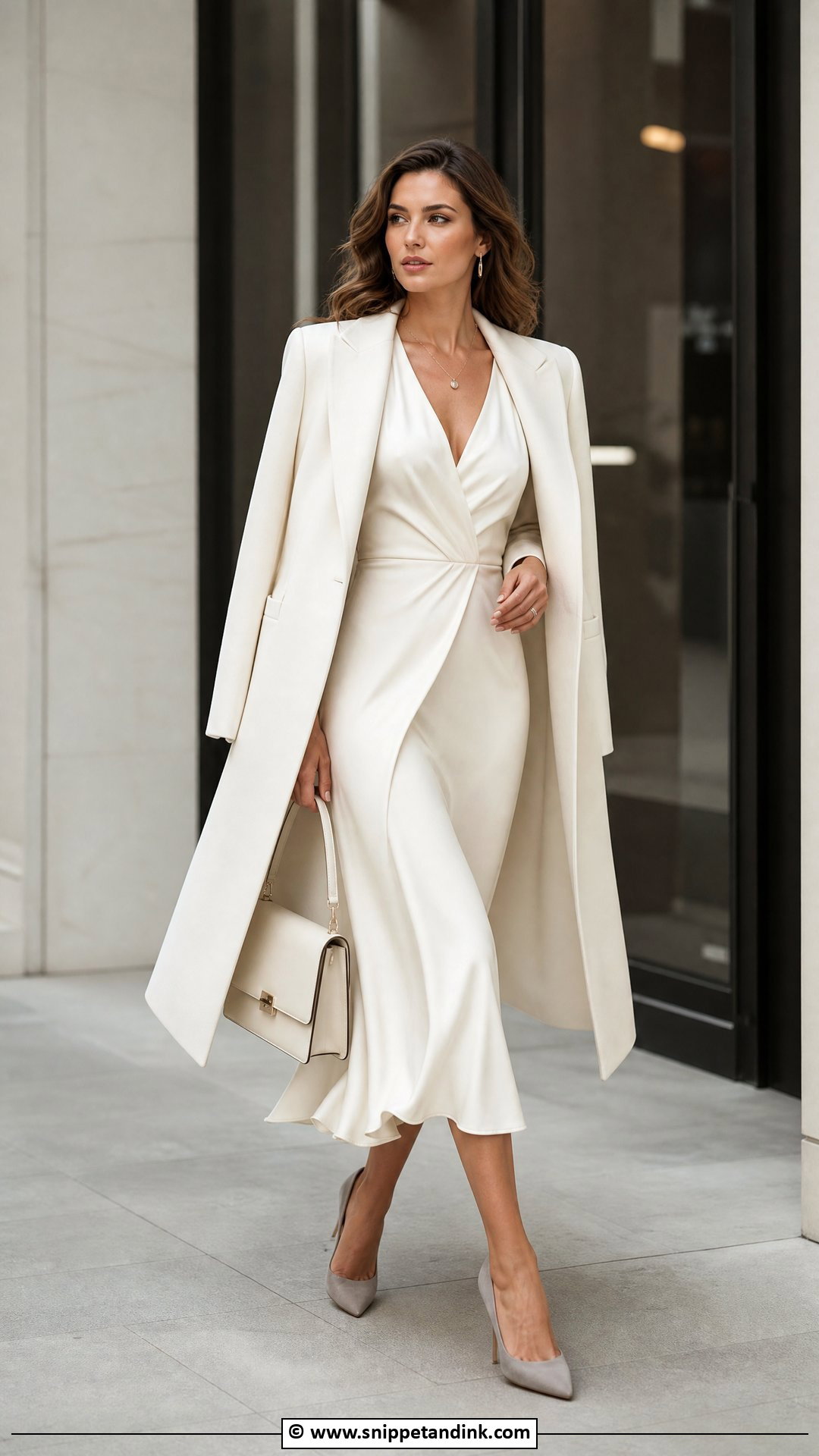 White Silk Dress With Matching White Coat - Snippet and Ink - 30 White Silk Dress Ideas