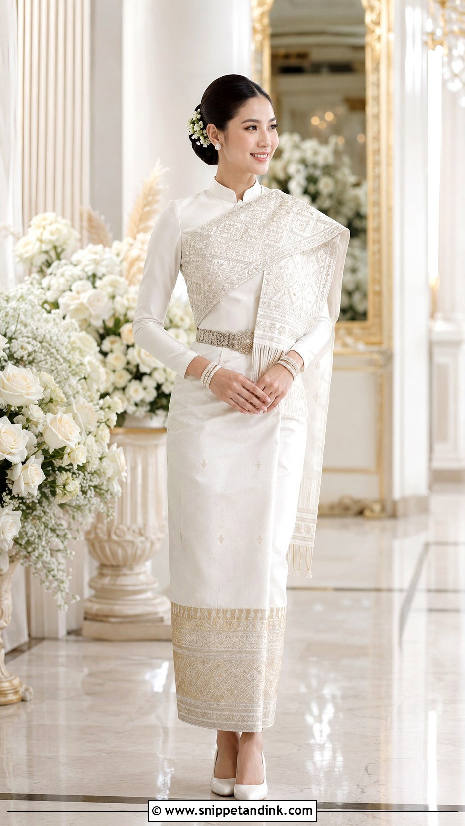 White Silk Lao Wedding Dress - Snippet and Ink - 20 Lao Wedding Dress Ideas