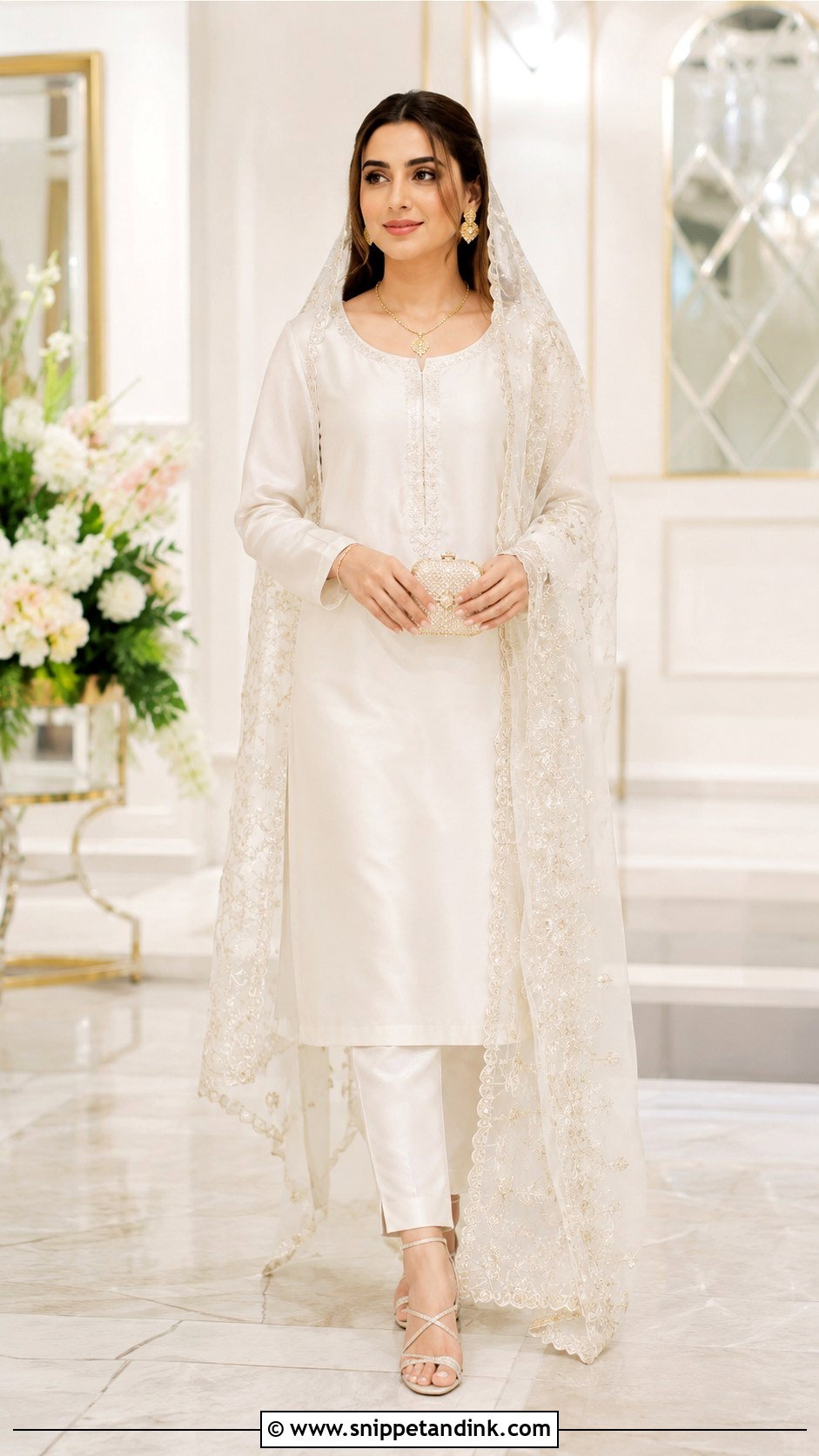 White Silk Nikkah Outfit - Snippet and Ink - 25 White Nikkah Outfit Ideas