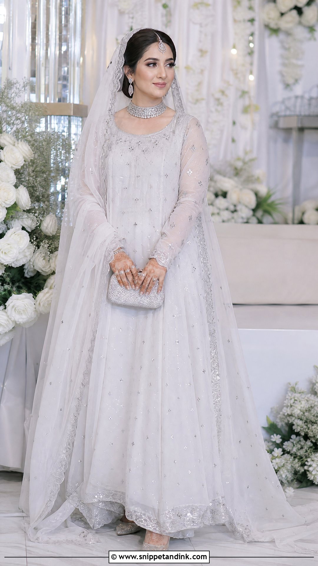 White Silver Kamdani Nikah Dress - Snippet and Ink - 20 White Nikah Dress Pakistani Bridal Ideas