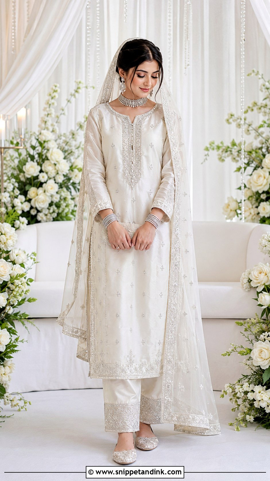 White Silver Nikkah Bridal Salwar Suit - Snippet and Ink - 20 Bridal Salwar Suits