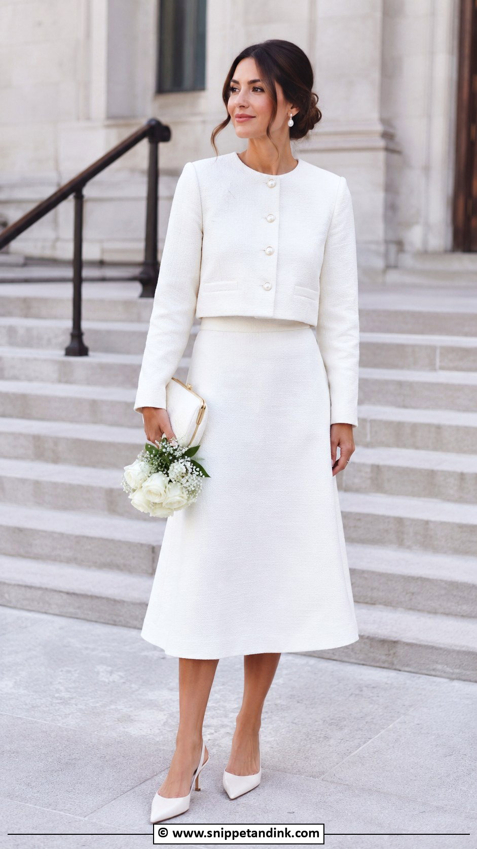 White Skirt Set Civil Wedding Outfit - Snippet and Ink - 30 Civil Wedding Outfit Ideas