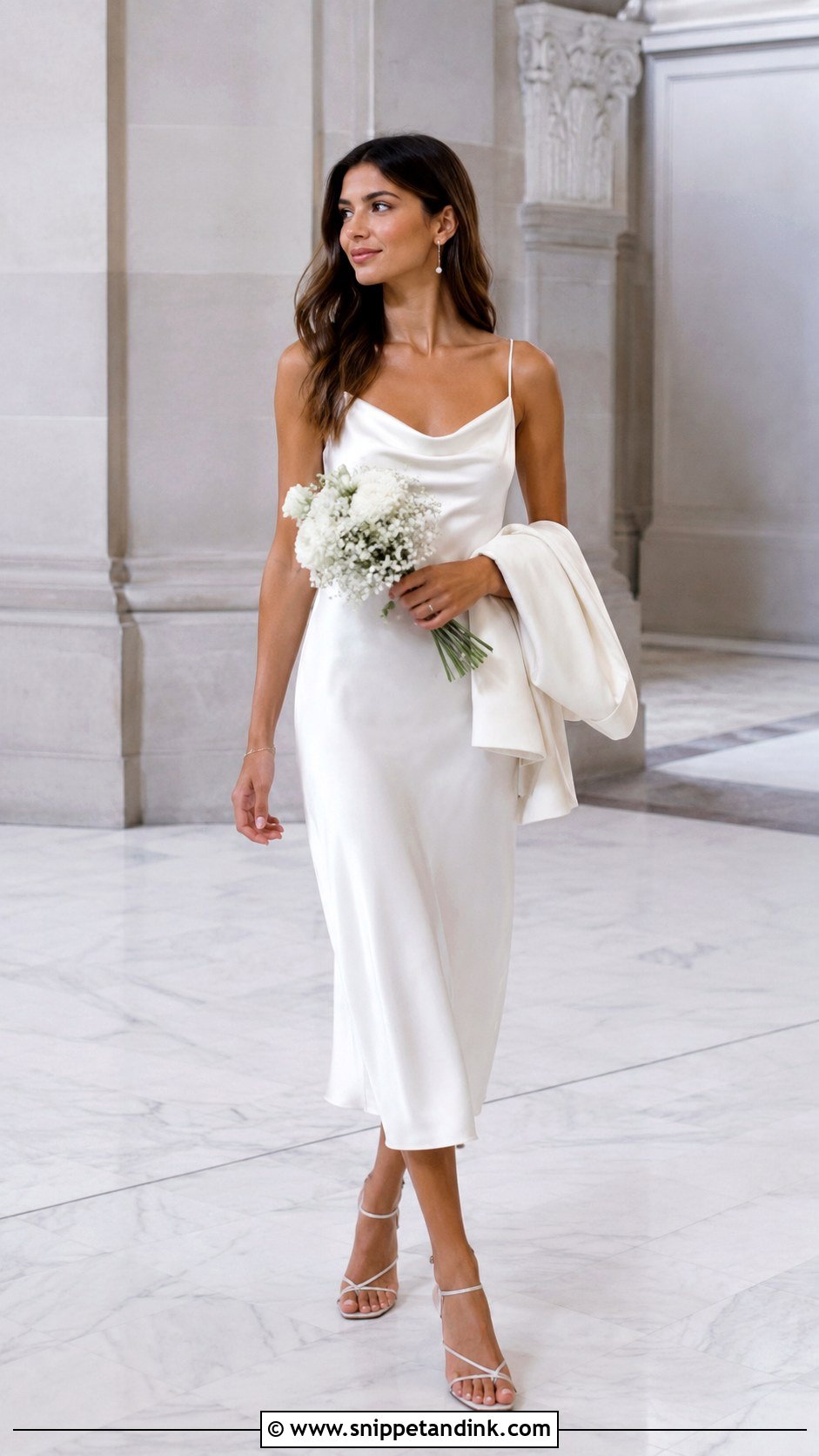 White Slip Dress City Hall Wedding Outfit - Snippet and Ink - 25 City Hall Wedding Dress Civil Ceremony Ideas