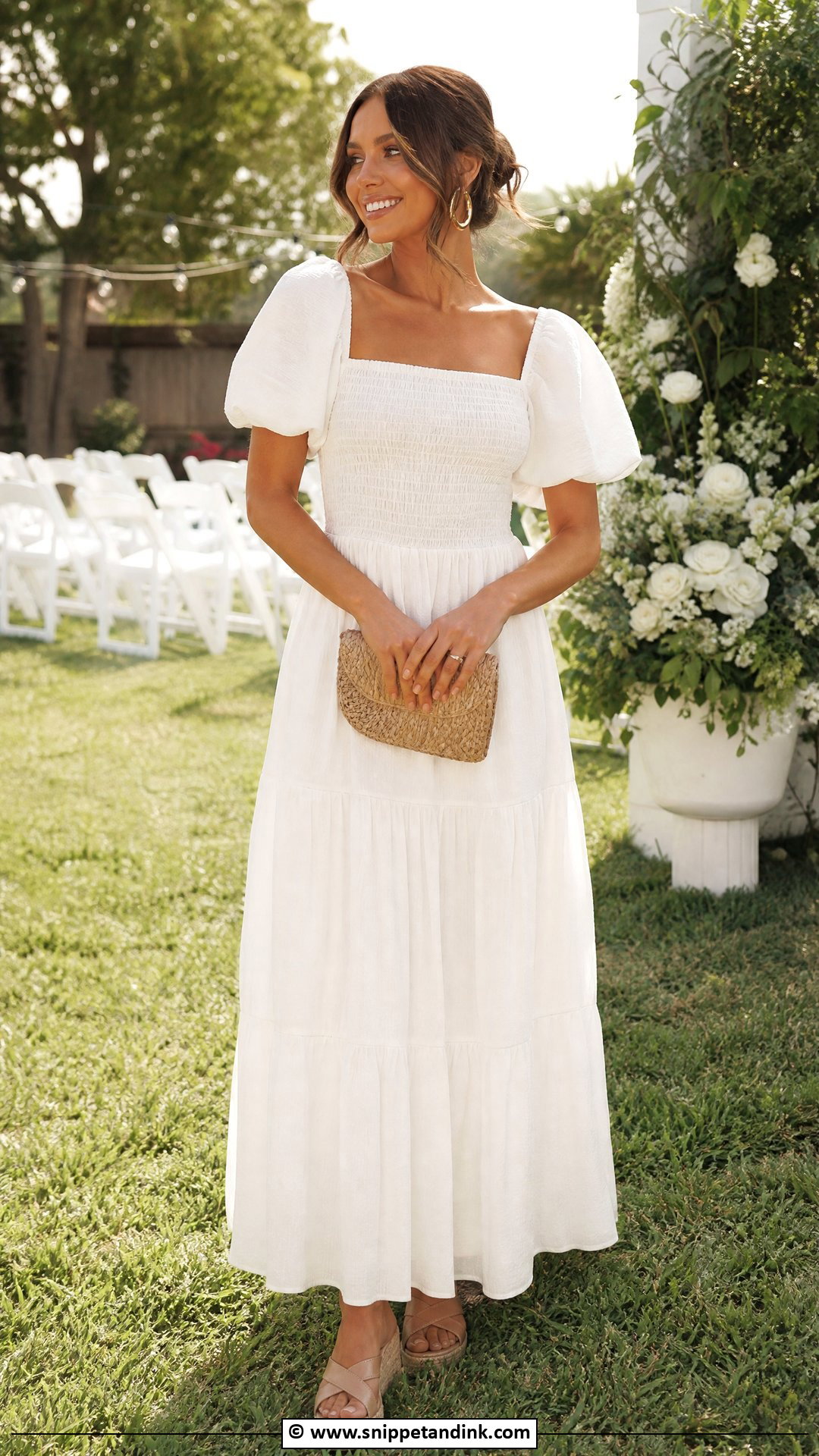 White Smocked Wedding Dress - Snippet and Ink - 35 Casual Wedding Dress Ideas