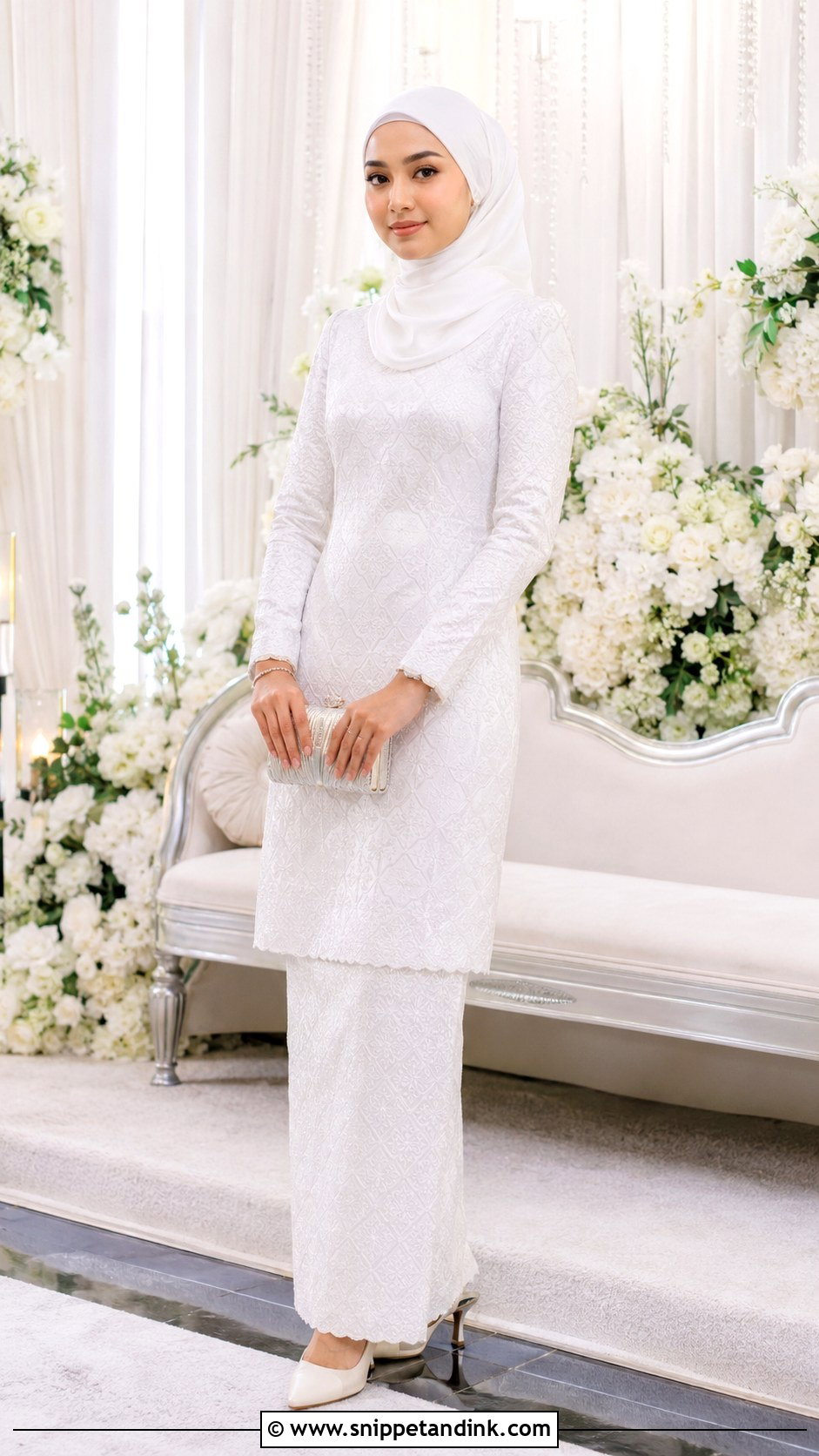 White Songket Nikah Dress - Snippet and Ink - 25 Malay Nikah Wedding Dress Ideas