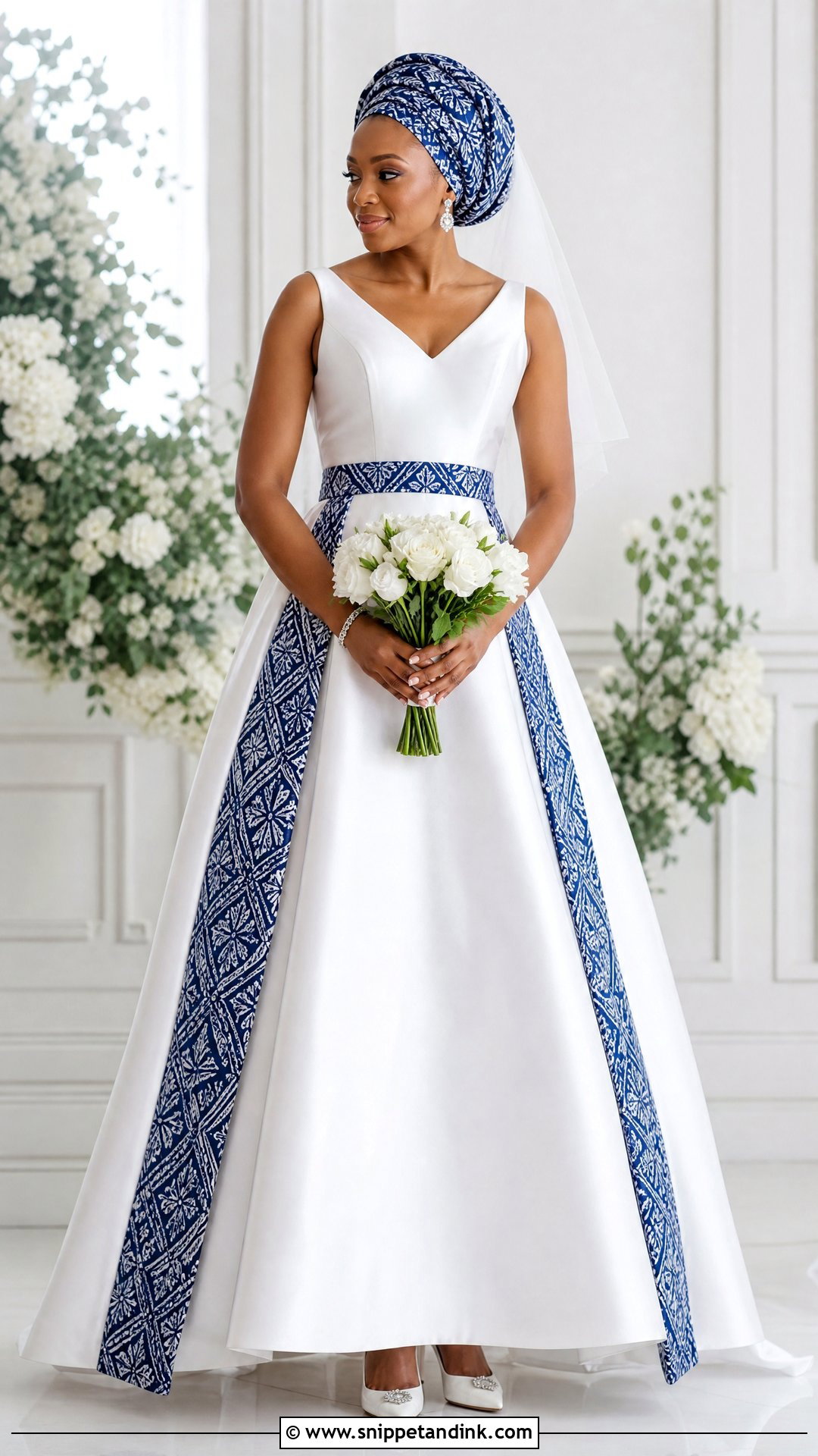 White Sotho Wedding Dress With Seshoeshoe Panels - Snippet and Ink - 20 Sotho Wedding Dress Ideas