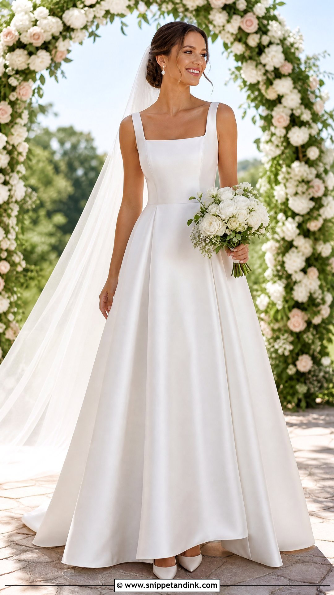 White Square Neck Bridal Dress - Snippet and Ink - 25 White Bridal Dress Ideas