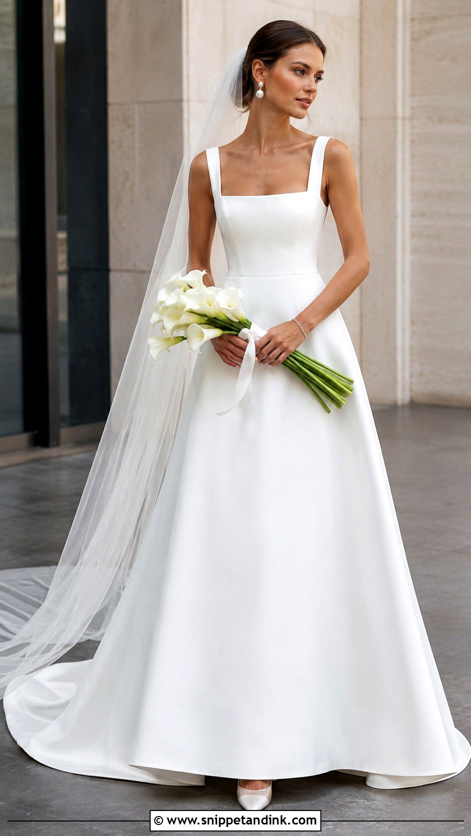 White Square Neck Bridal Gown - Snippet and Ink - 20 Bride White Gown Ideas