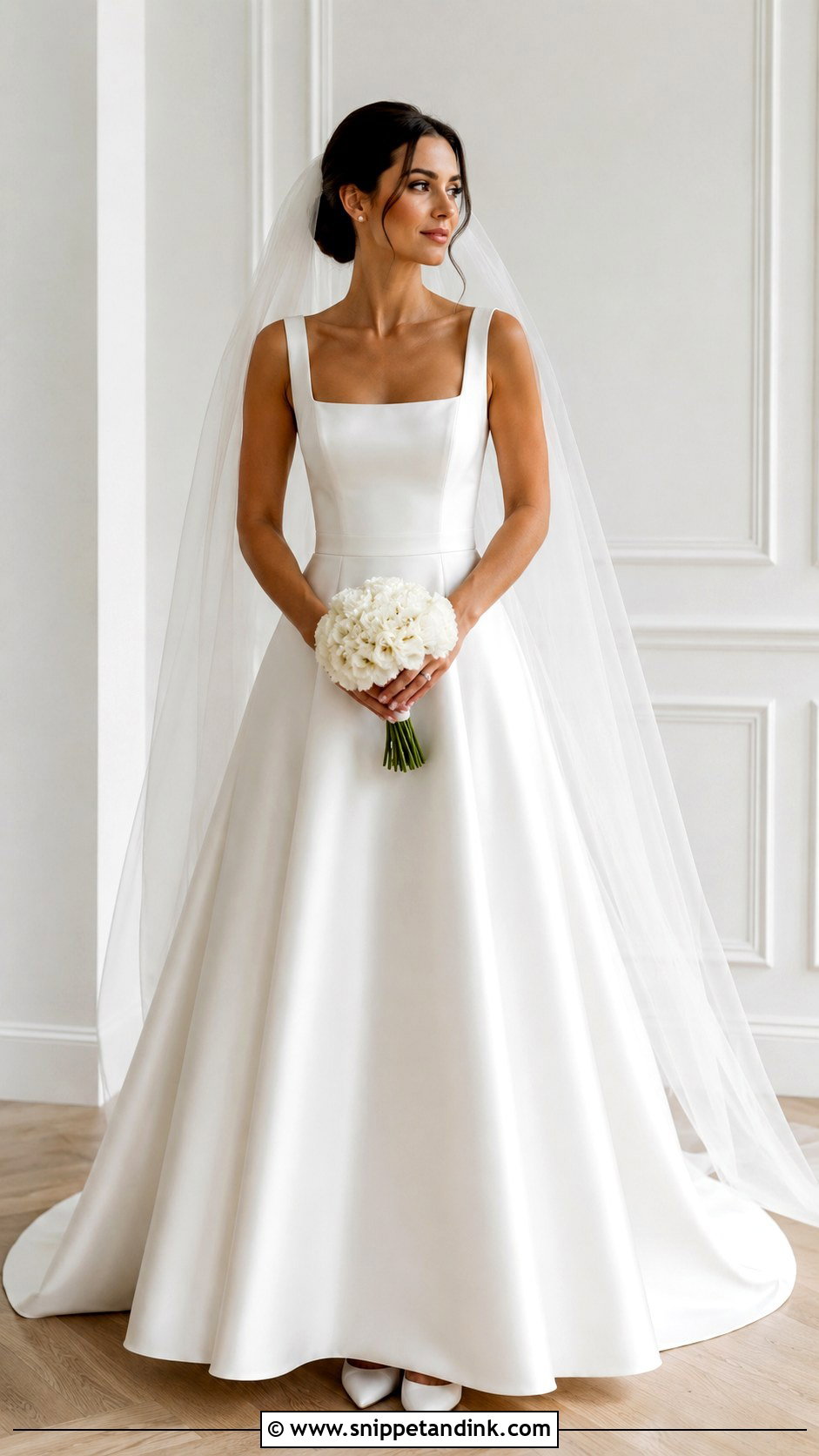 White Square Neck Bride Dress - Snippet and Ink - 25 White Bride Dress Ideas
