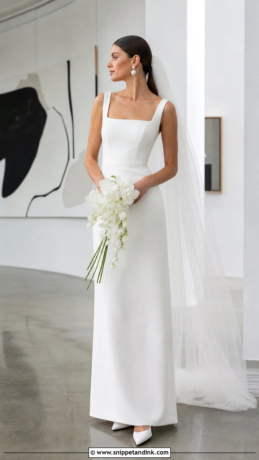 White Square Neck Column Wedding Dress - Snippet and Ink - 20 White Dresses for Wedding