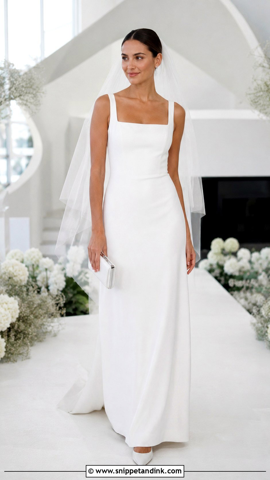 White Square Neck Gown - Snippet and Ink - 20 Minimalist Gown Ideas
