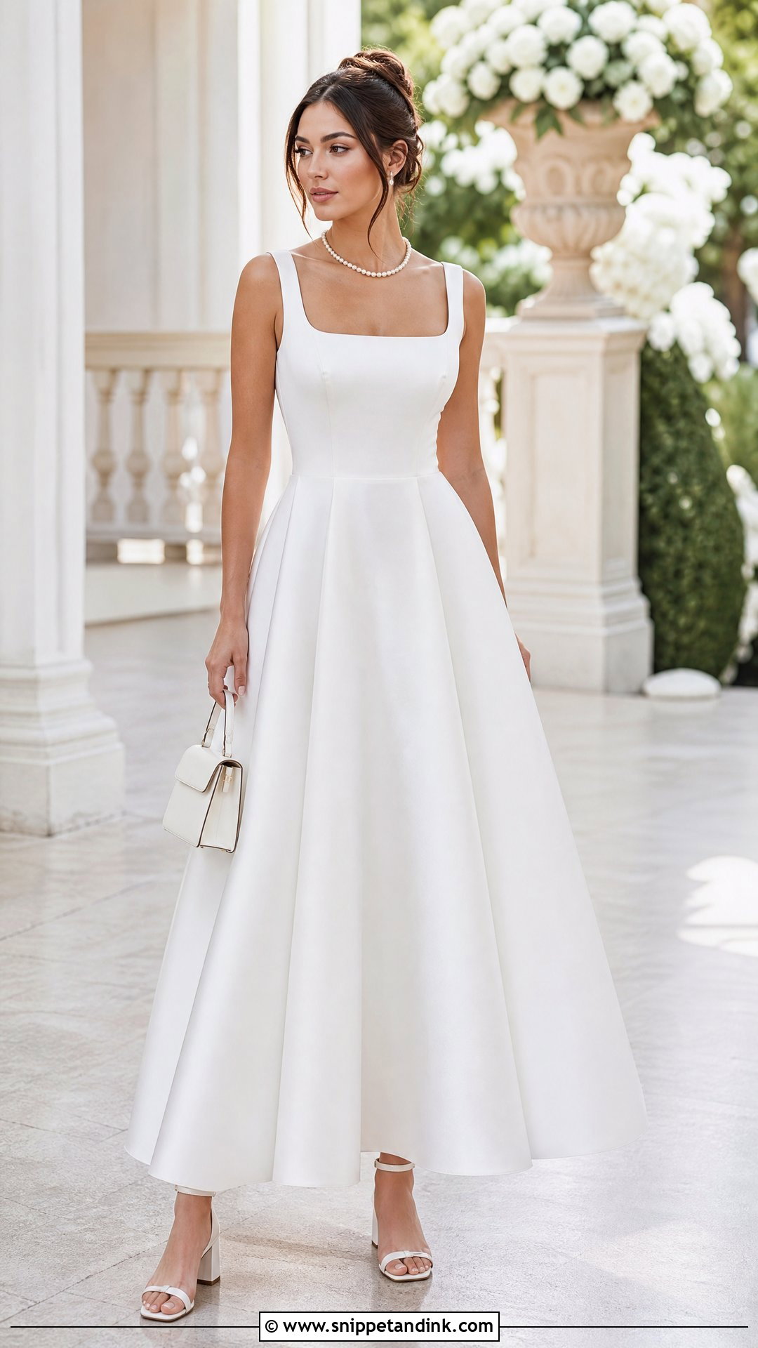 White Square Neck Gown Outfit - Snippet and Ink - 25 White Gown Styles