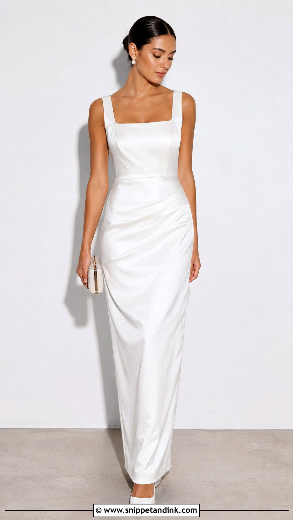 White Square Neck Gown - Snippet and Ink - 30 White Gowns