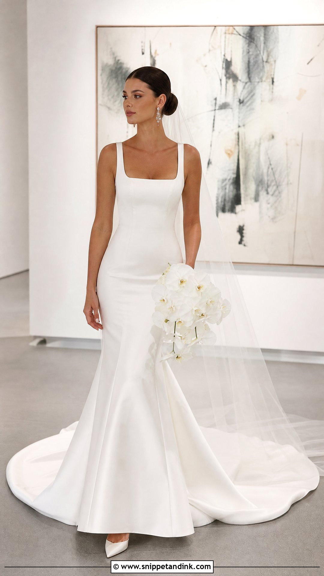 White Square Neck Mermaid Wedding Dress - Snippet and Ink - 20 White Mermaid Wedding Dress Ideas