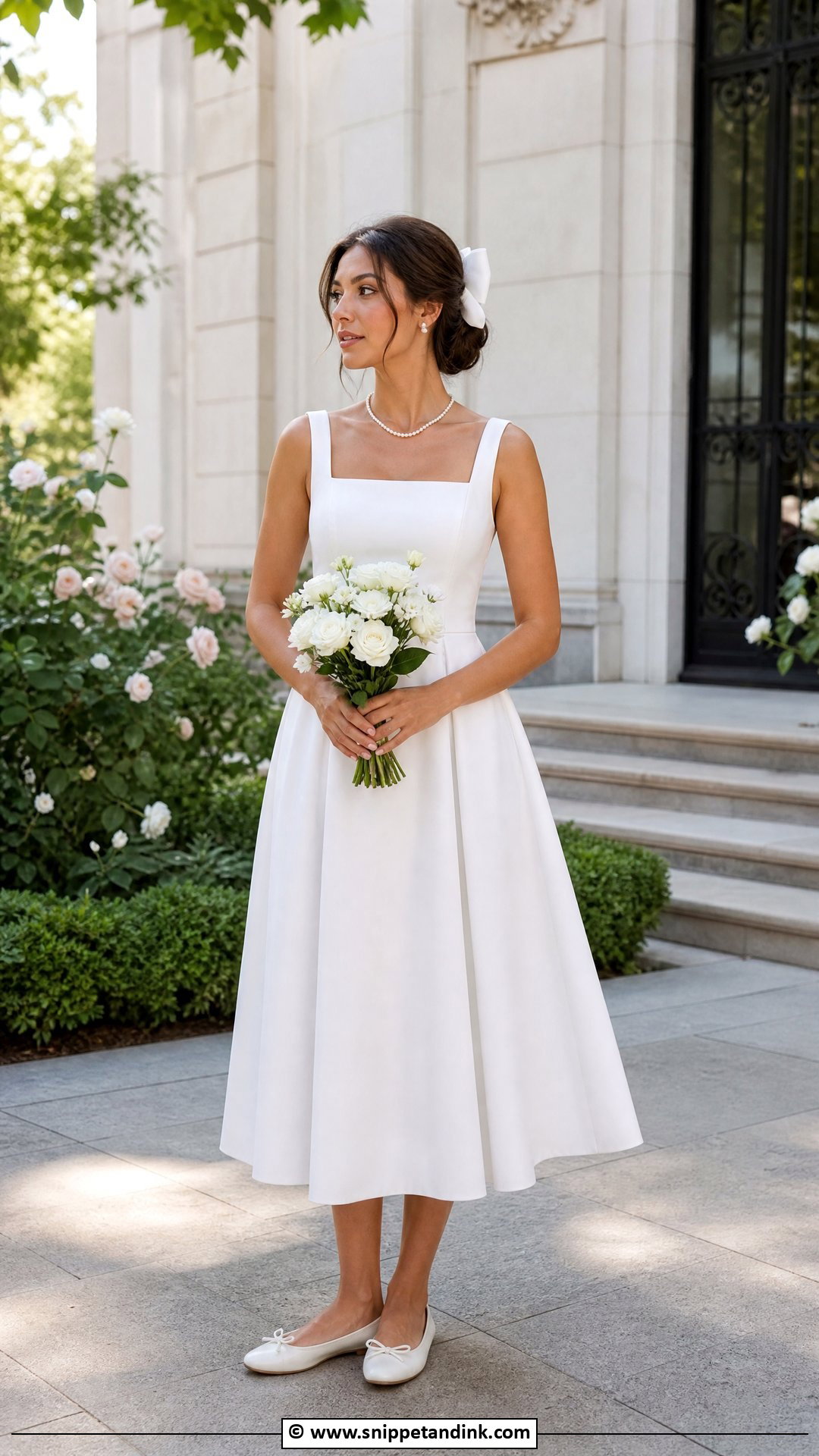 White Square Neck Wedding Dress - Snippet and Ink - 35 Casual Wedding Dress Ideas