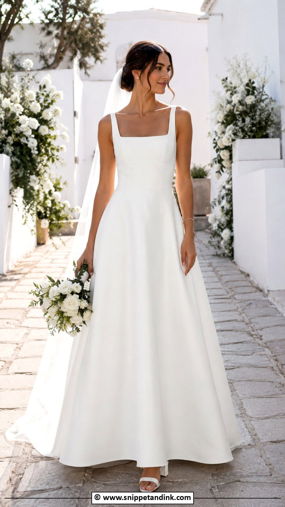 White Square Neck Wedding Dress - Snippet and Ink - 35 White Wedding Dresses