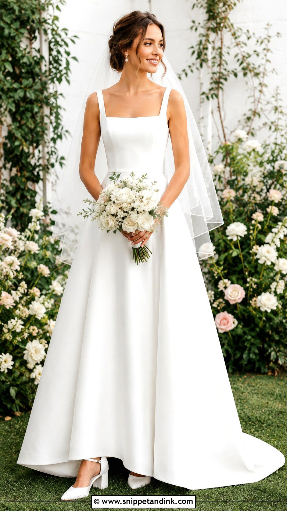 White Square Neck Wedding Dress - Snippet and Ink - 25 Simple White Wedding Dress Ideas
