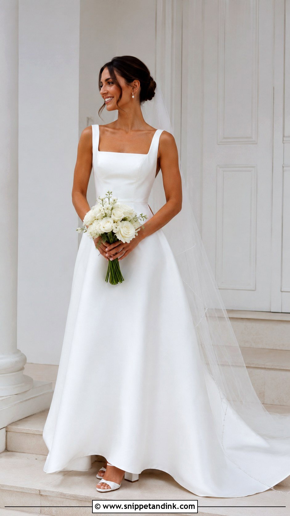 White Square Neck Wedding Gown - Snippet and Ink - 25 White Wedding Gowns