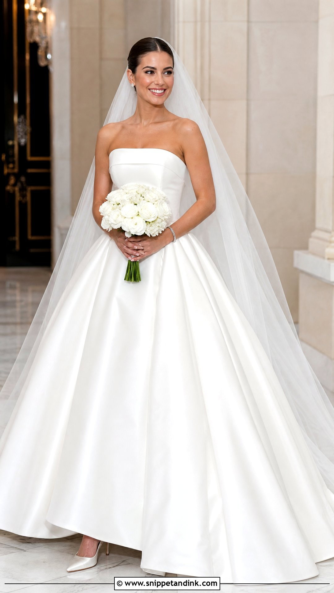 White Strapless Ball Gown Wedding Dress - Snippet and Ink - 20 White Dresses for Wedding