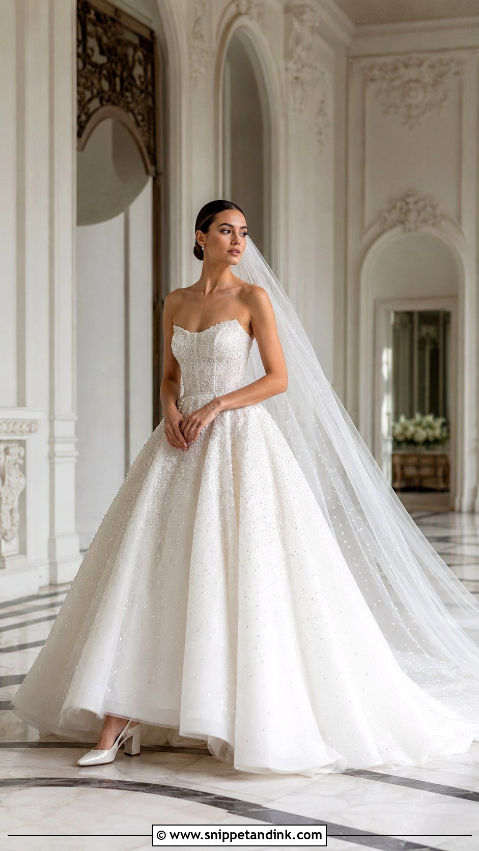White Strapless Ball Gown - Snippet and Ink - 20 Bride White Gown Ideas