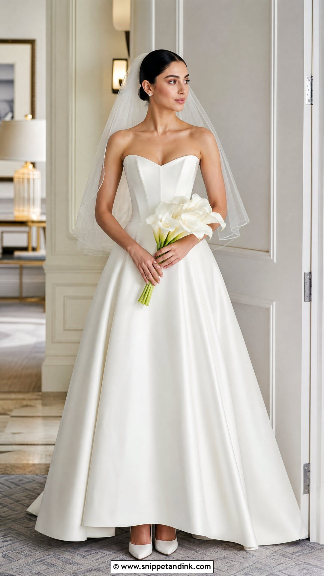 White Strapless Basque Waist Bridal Dress - Snippet and Ink - 20 White Bridal Dresses