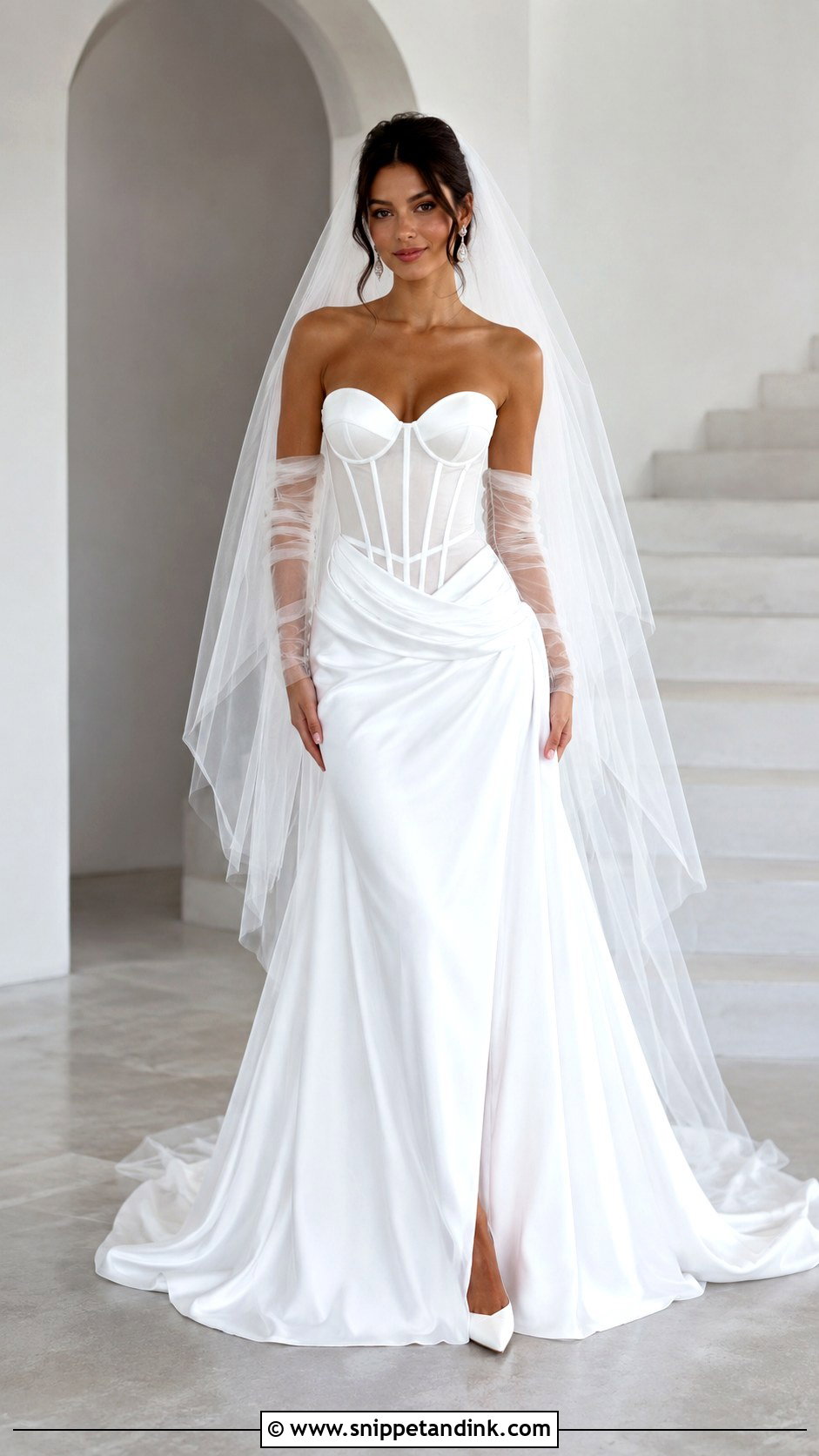 White Strapless Corset Gown - Snippet and Ink - 30 White Wedding Gown Ideas