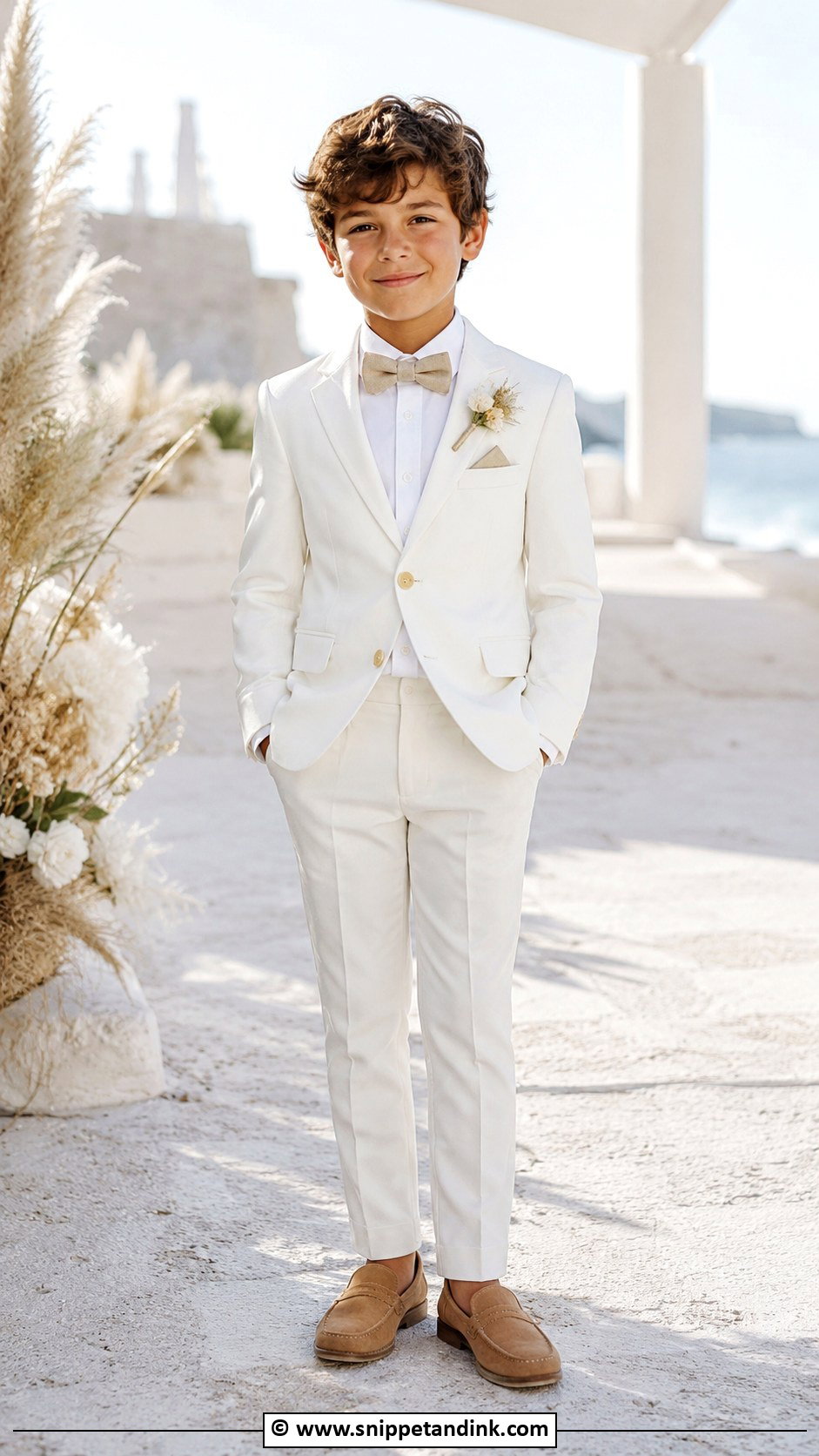 White Suit Boys Wedding Outfit - Snippet and Ink - 30 Boys Wedding Outfit Ideas