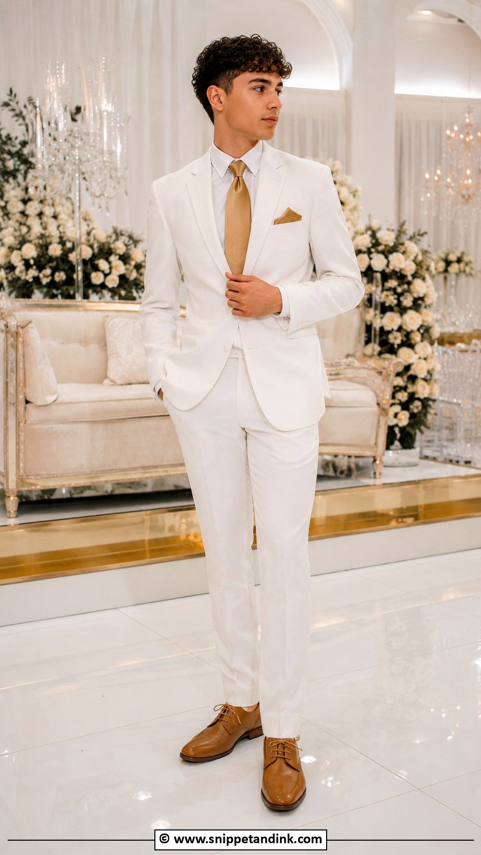 White Suit Chambelanes Outfit - Snippet and Ink - 25 Chambelanes Outfits