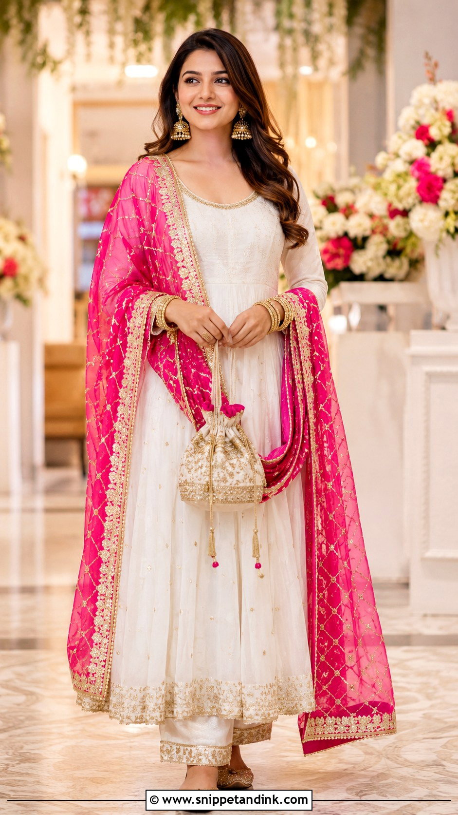 White Suit With Gota Patti Dupatta - Snippet and Ink - 30 White Suit with Coloured Dupatta Ideas