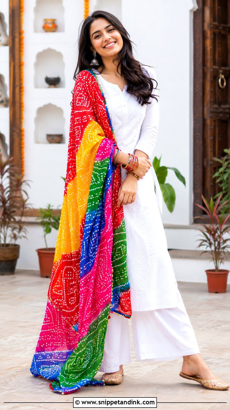 White Suit With Multicolor Dupatta - Snippet and Ink - 30 White Suit with Coloured Dupatta Ideas