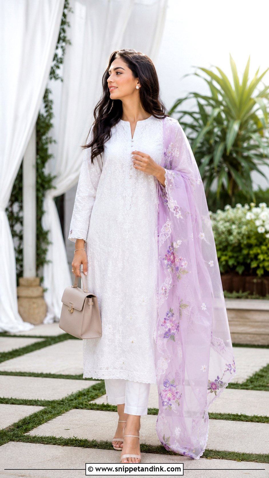 White Suit With Pastel Dupatta - Snippet and Ink - 30 White Suit with Coloured Dupatta Ideas