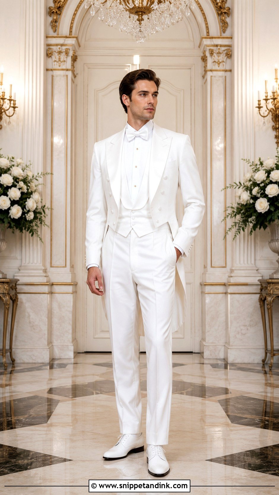 White Tailcoat Tuxedo - Snippet and Ink - 20 All White Tuxedo Wedding Ideas