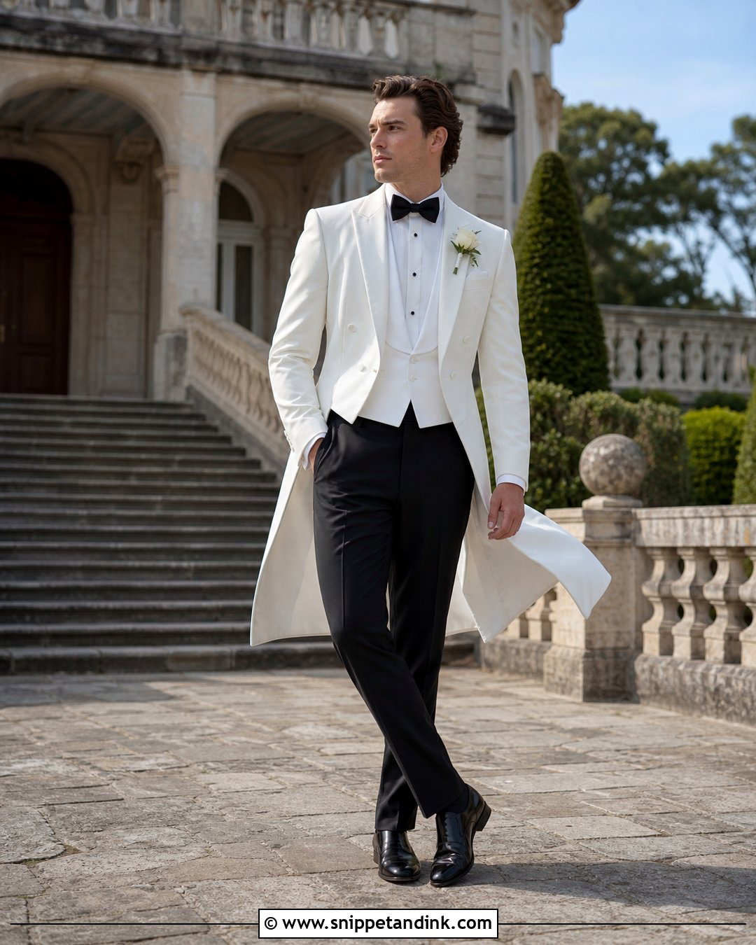 White Tailcoat Wedding Suit - Snippet and Ink - 20 Dapper Bride Ideas