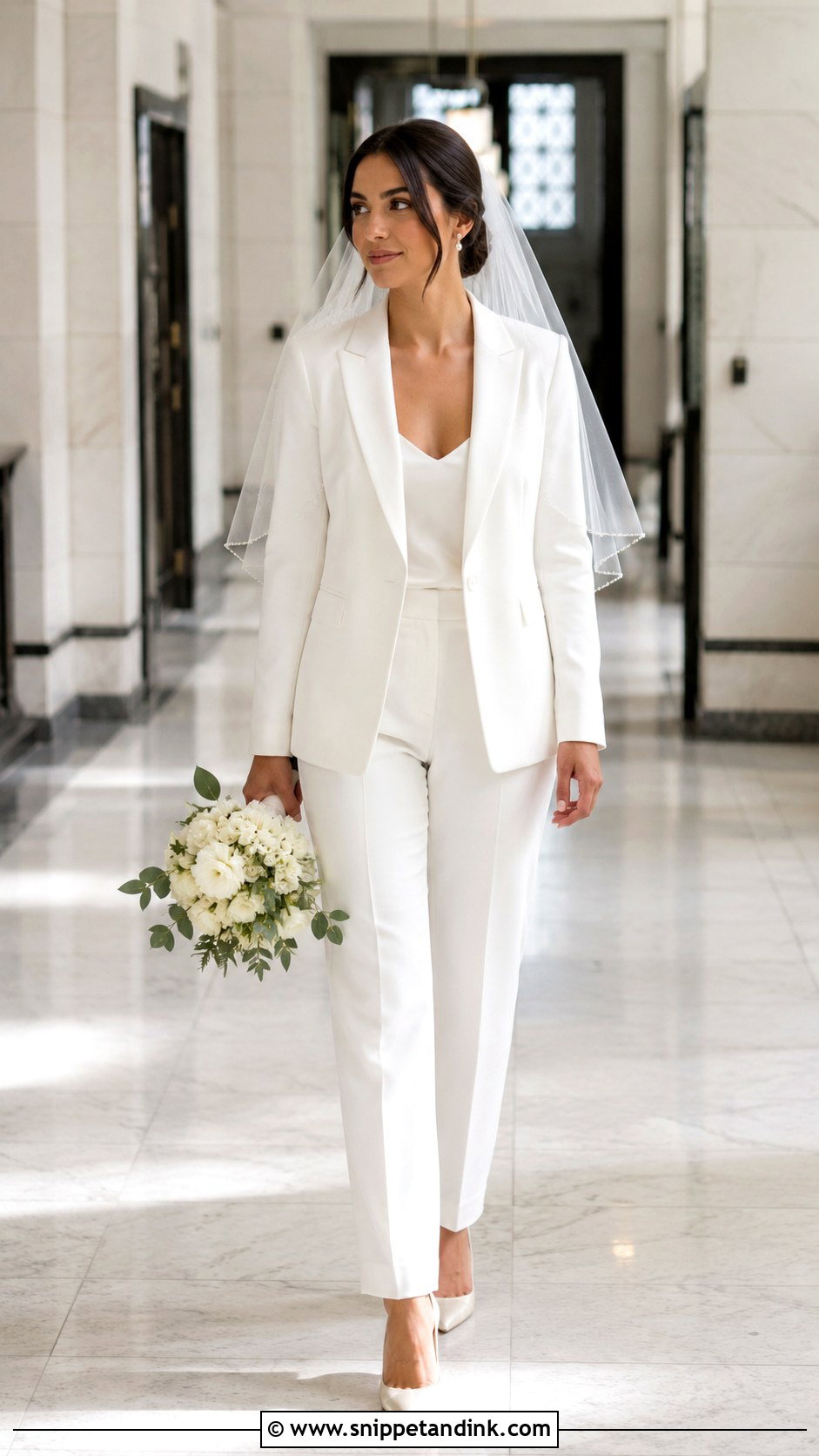 White Tailored Bridal Suit - Snippet and Ink - 20 Marriage Suit Ideas