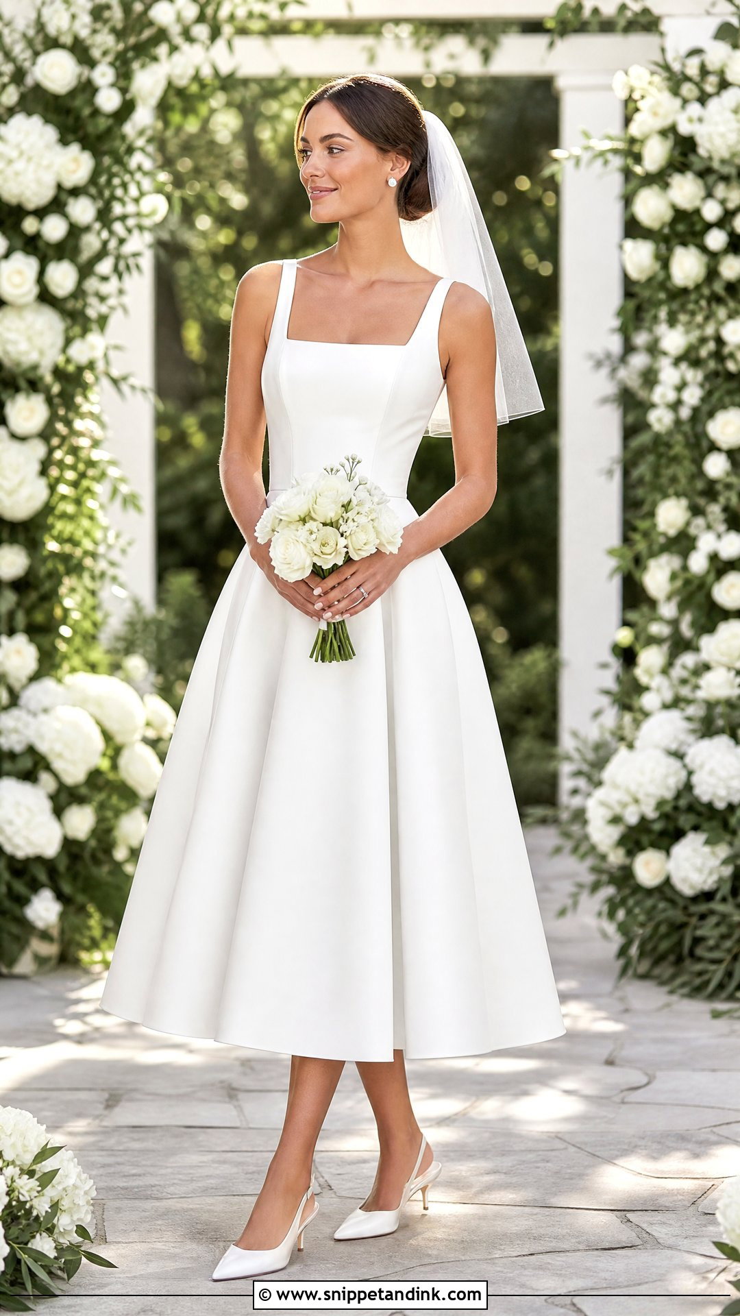 White Tea Length Bridal Dress - Snippet and Ink - 20 White Bridal Dresses